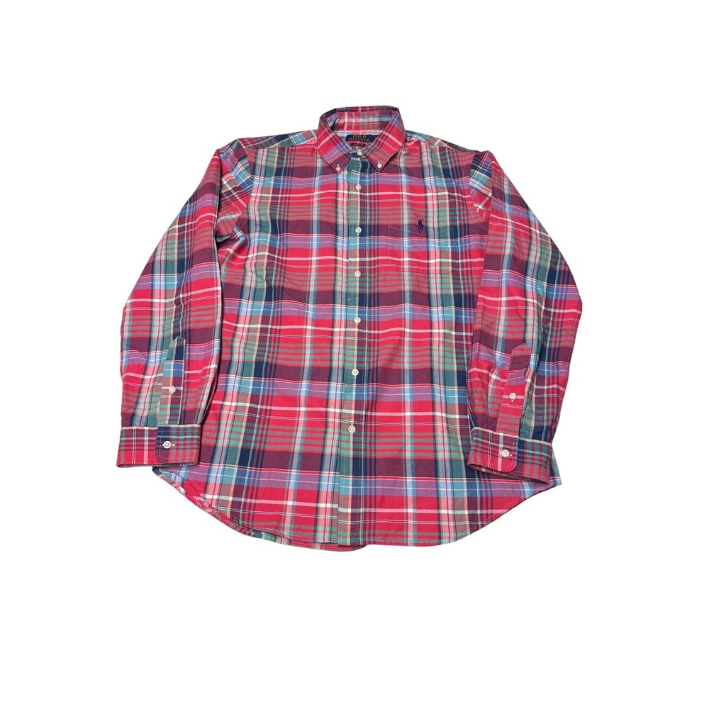 Polo Ralph Lauren Classic Fit Plaid Button Down Shirt Red Blue Green Mens Large